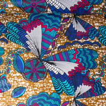 Tissu Wax africain n°913 sur fond Bleu