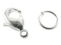 SACHET DE 4 FERMOIRS MOUSQUETONS COLORIS ARGENT 12MM AVEC ANNEAUX