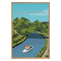 Tableau mural encadré illustration canal du midi 65x97 cm