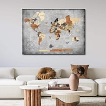 Tableau carte du monde en bois 3D multicolore
