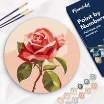 Peinture par Numéro sur disque en bois Figured'Art - Rose rouge - Kit de Loisir Créatif DIY Numéro d'Art Complet - 30cm de diamètre