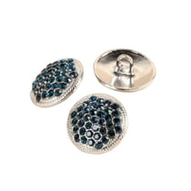 Lot de 3 boutons strass bleu pétrole 17mm