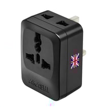 Akashi Adaptateur de Voyage Prise Type G UK HK Singapour 3 sorties Noir
