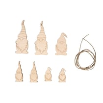 Déco bois Lutins, FSC MixCredit,assort., nature, 2,5 - 9 cm, + cordon 0,5m, 7 pces