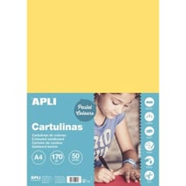 Apli 14231 - Carton de couleur jaune clair format A4 180gr. 210x297mm