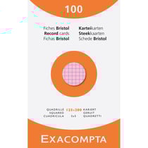 Étui de 100 fiches - bristol quadrillé 5x5 non perforé 125x200mm - Couleurs assorties - x 12 - Exacompta