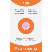 Étui de 100 fiches - bristol quadrillé 5x5 non perforé 125x200mm - Couleurs assorties - x 12 - Exacompta