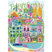 Puzzle 2D 1000 pièces - Barcelone illustré, Car Pintos - Educa