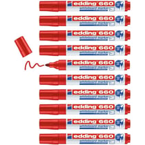 Lot de 10 marqueurs pour tableaux blancs effaçables - EDDING - Pointe ronde 1,5-3 mm - Rouge