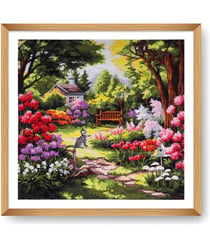 Kit de Point de Croix Jardin Extra-Large 58 x 58 cm – Trimits - Kit Broderie Extra-Large Idéal pour les Passionnés JARDIN