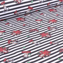 Tissu Coton imprimé  Casa de papel rayé sur fond Blanc