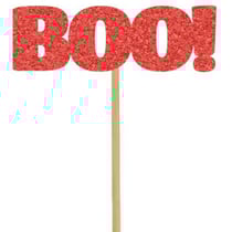12 Cupcakes Toppers Halloween BOO Rouge à Paillettes