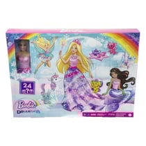 Calendrier de l'avent barbie dreamtopia poupee + animaux + tenues + accessoires - mattel - hgm66