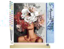 Peinture par Numéro Figured'Art - Beauté derrière les fleurs - Kit de Loisir Créatif DIY Numéro d'Art Complet - 40x50cm toile roulée + châssis en bois à monter
