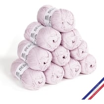10 pelotes de laine - Lilas - 100% coton bio - 3mm - Tricot et crochet - Bergère de France