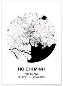 Affiche Carte Ho Chi Minh | A3 : 29,7x42cm