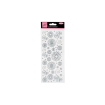 Planche de stickers pailletés argent fleurs