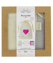 Kit sac customise ton pochon coeur / chats / ancre Rose (Coeur rose)