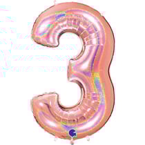 Ballon Géant Chiffre 3 Holographique Rose Gold (102 cm)
