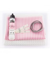 Kit couture 1 étui brosse à dents et 2 pochettes à savon en popeline Vichy Rose (Vichy rose)