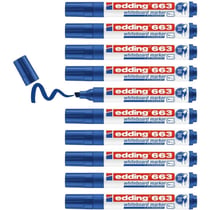 Lot de 10 marqueurs pour tableaux blancs EDDING - Pointe biseau 1-5 mm - Bleu