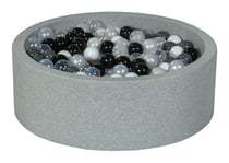 Piscine à balles Aire de jeu + 450 balles noir, blanc, perle, transparent, gris - Velinda