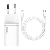 Baseus Chargeur Secteur USB-C 20W avec Câble USB-C/Lightning Blanc