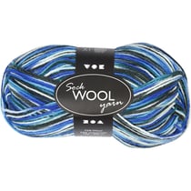 Pelote de laine pour chaussette - 50 g - Bleu/turquoise