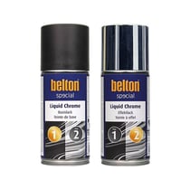2 Bombes de peinture - Teinte de base Noir + effet chrome Liquid Chrome - Belton
