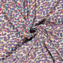 Tissu Viscose satiné Pois destructurés sur fond Parme