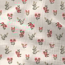 Tissu Double gaze Coton Fergie fleuris sur fond Blanc cassé - Au mètre