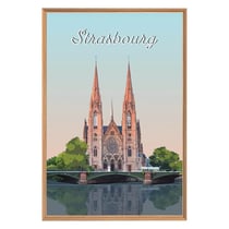 Tableau mural encadré illustration cathédrale Notre-Dame Strasbourg 65x97 cm
