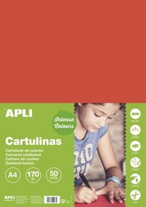 Apli 14239 - Carton de couleur rouge format A4 180gr. 210x297mm