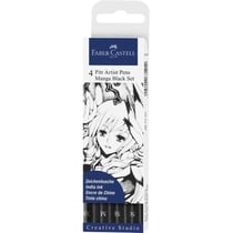 Lot de 5 étuis de 4 feutres encre de Chine permanents - FABER-CASTELL - Pitt Artist Pen Manga