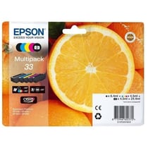 Cartouche imprimante - EPSON - 33 Claria C13T33374011 - Cyan, magenta, jaune, noir, photo noire - Pack de 5 - 24,4 ml