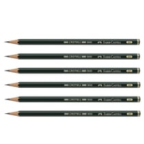 Crayon graphite Faber-Castell 9000 - Hexagonal - Mine 2 mm - Dureté 6H - Lot de 6