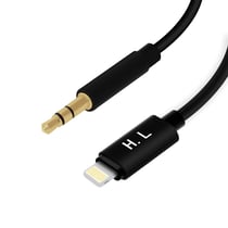 Câble Audio Lightning vers Jack 3.5mm Mâle Son de qualité 1 mètre HL-098 - Noir