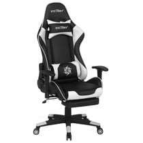 Chaise de Bureau Fauteuil Design Gamer Revêtement en Cuir PU Noir et Blanc Réglable en Hauteur avec Dossier Inclinable Moderne Tendance Beliani
