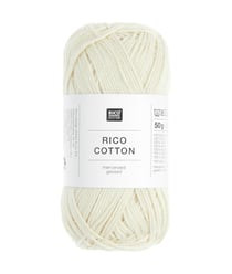 Coton à tricoter ou à crocheter Rico Cotton - Rico Design 002 Ivoire