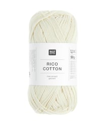 Coton à tricoter ou à crocheter Rico Cotton - Rico Design 002 Ivoire