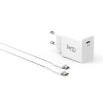 Jaym Pack Chargeur Secteur GaN 30W USB-C avec Câble USB-C 2m Rapide Compact Blanc