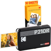 KODAK Pack Mini Imprimante P210 Retro 2 + Cartouche et papier pour 30 photos - Imprimante Connectée Bluetooth - Photos format CB 5,3 x 8,6 cm - Batterie Lithium - Sublimation Thermique 4Pass