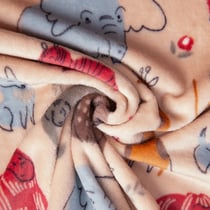 Tissu Doudou imprimé happy animaux sur fond Beige
