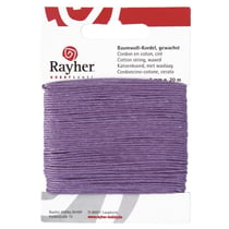 Cordon en coton, ciré, 1mm, carte 20 m, lilas