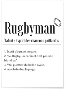Affiche Définition Rugbyman | A3 : 29,7x42cm