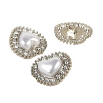Bouton cœur strass argent 18mm