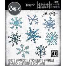 Gabarit de découpe pour machine Sizzix Tim Holtz - Flocons de neige Scribbly - 8 pièces