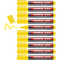 Marqueur permanent EDDING 330 - Jaune - Pointe biseautée 1-5 mm - Lot de 10