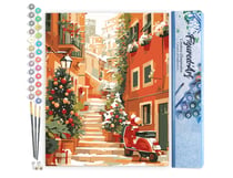 Peinture par Numéro Figured'Art - Escalier enneigé à Noël - Kit de Loisir Créatif DIY Numéro d'Art Complet - 40x50cm sans châssis en bois