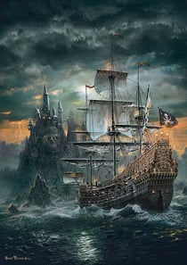 Puzzle bateau pirate et le rocher de la mort 1500 pieces - collection pirate - clementoni - 31682